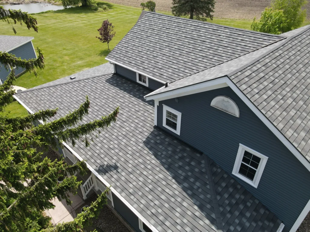 DECRA Shingle XD stone-coated steel roof in Natural Slate on a residential home