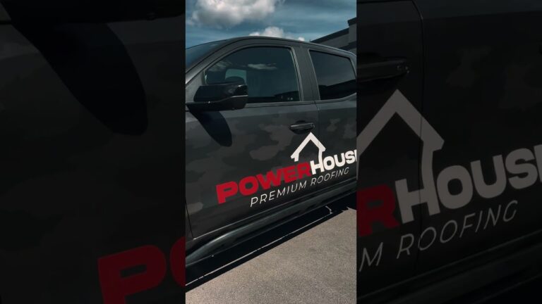 PowerHouse Roofing branded work truck with its new wrap in Utah
